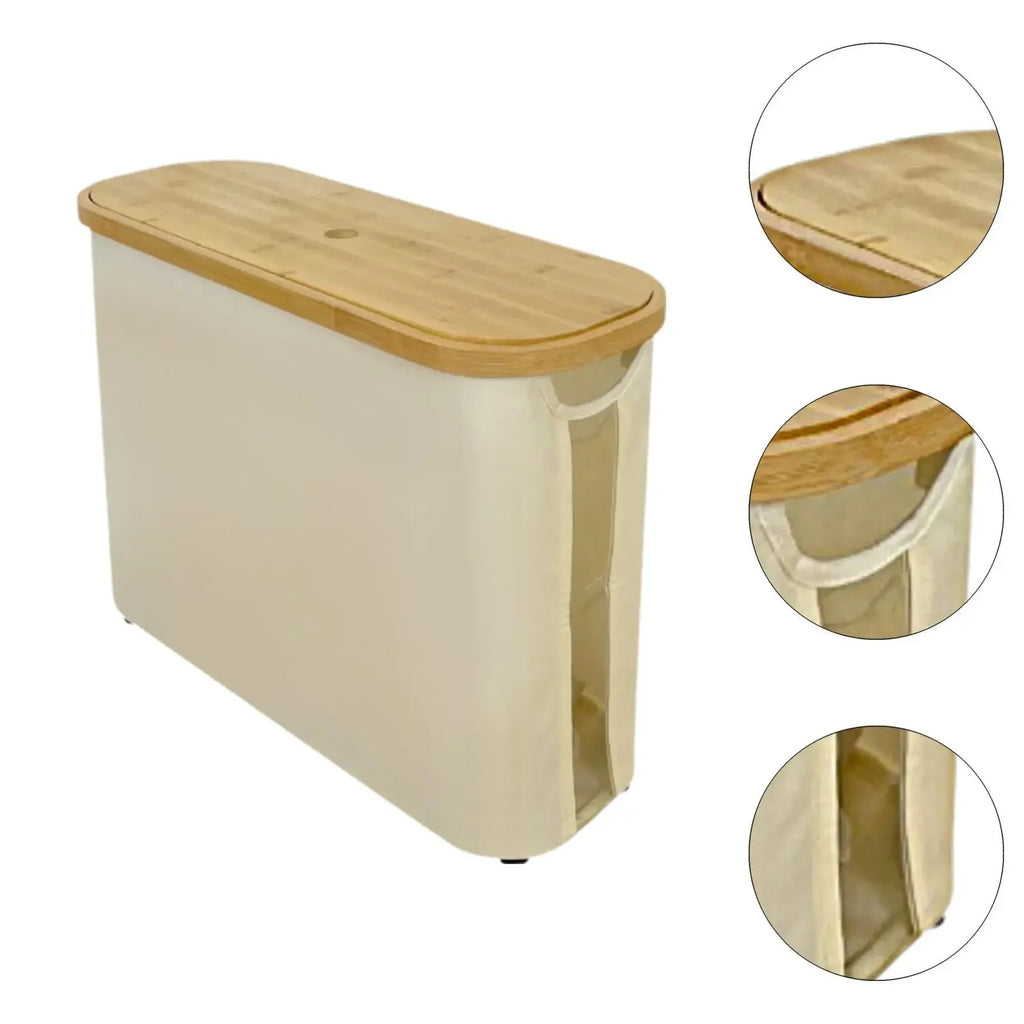 Bamboo &amp; Canvas Toilet Paper Storage Basket