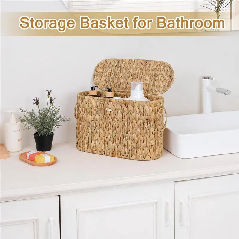 Water Hyacinth Storage Basket with Lid