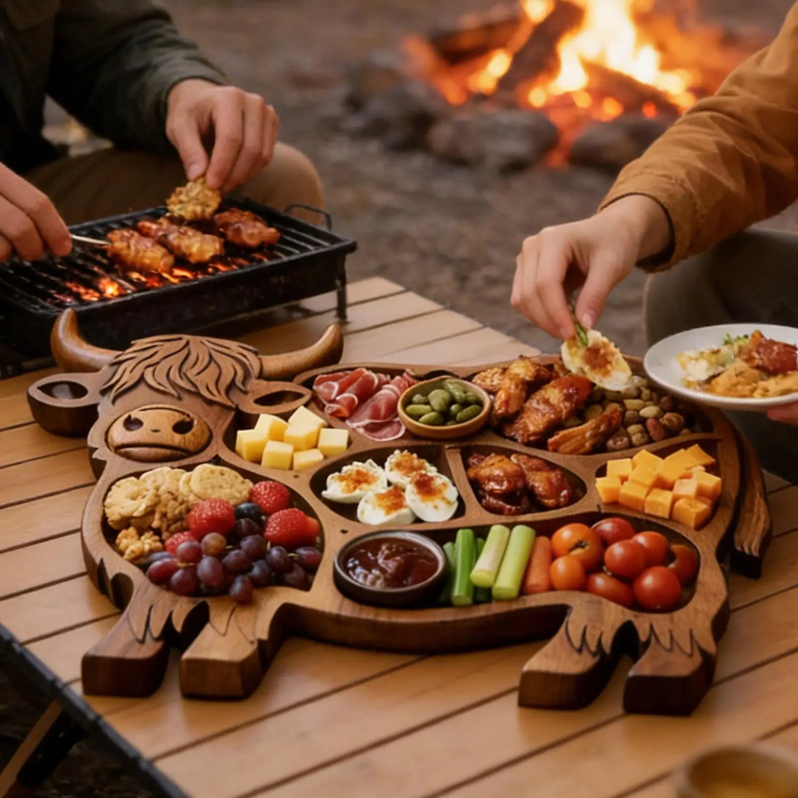 Cow Charcuterie Board – Wooden Grazing Platter