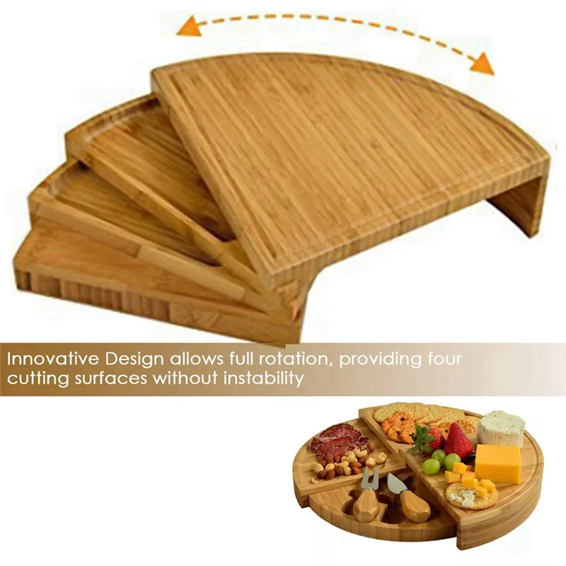 Wooden Cheese Board Set with Slide-Out Drawer