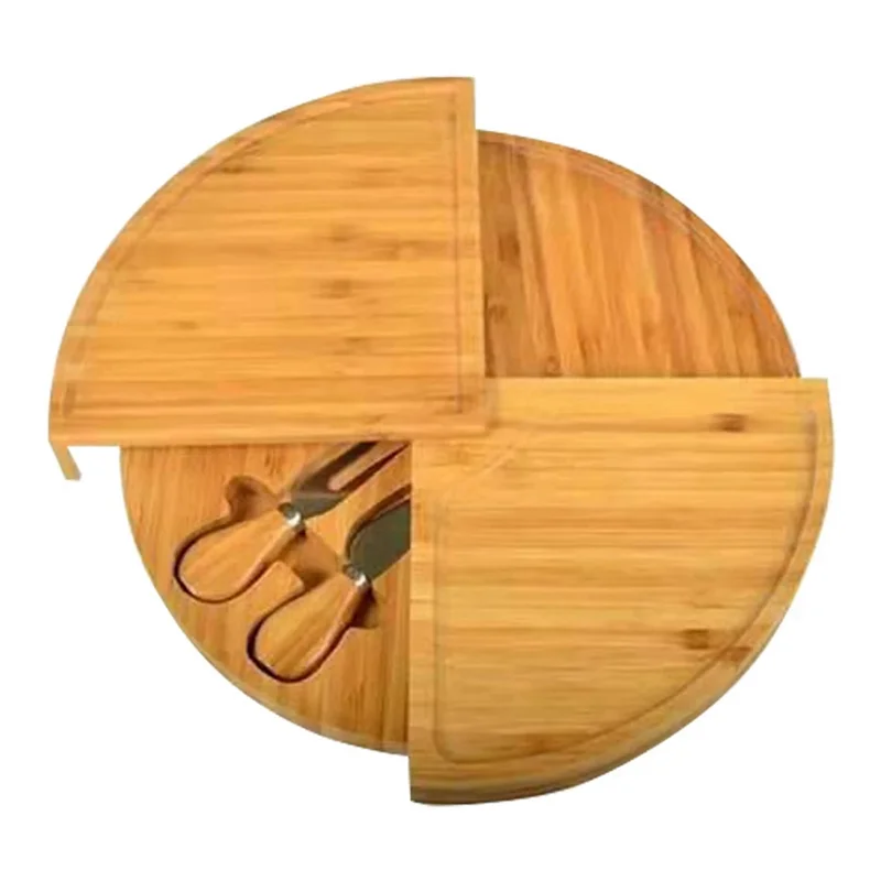Wooden Cheese Board Set with Slide-Out Drawer