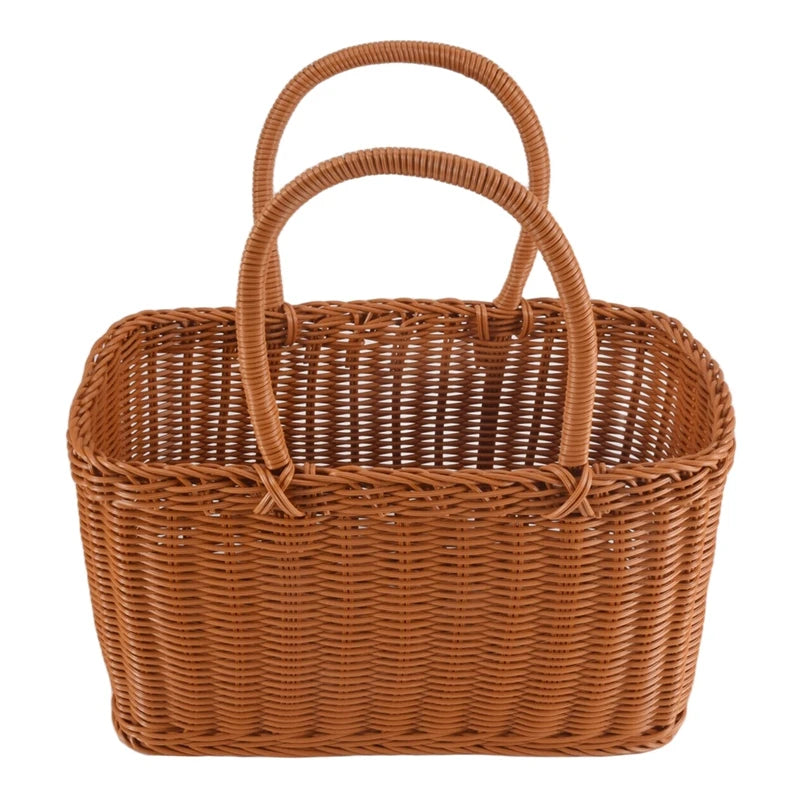 Woven Carry Basket – Warm Rattan Look