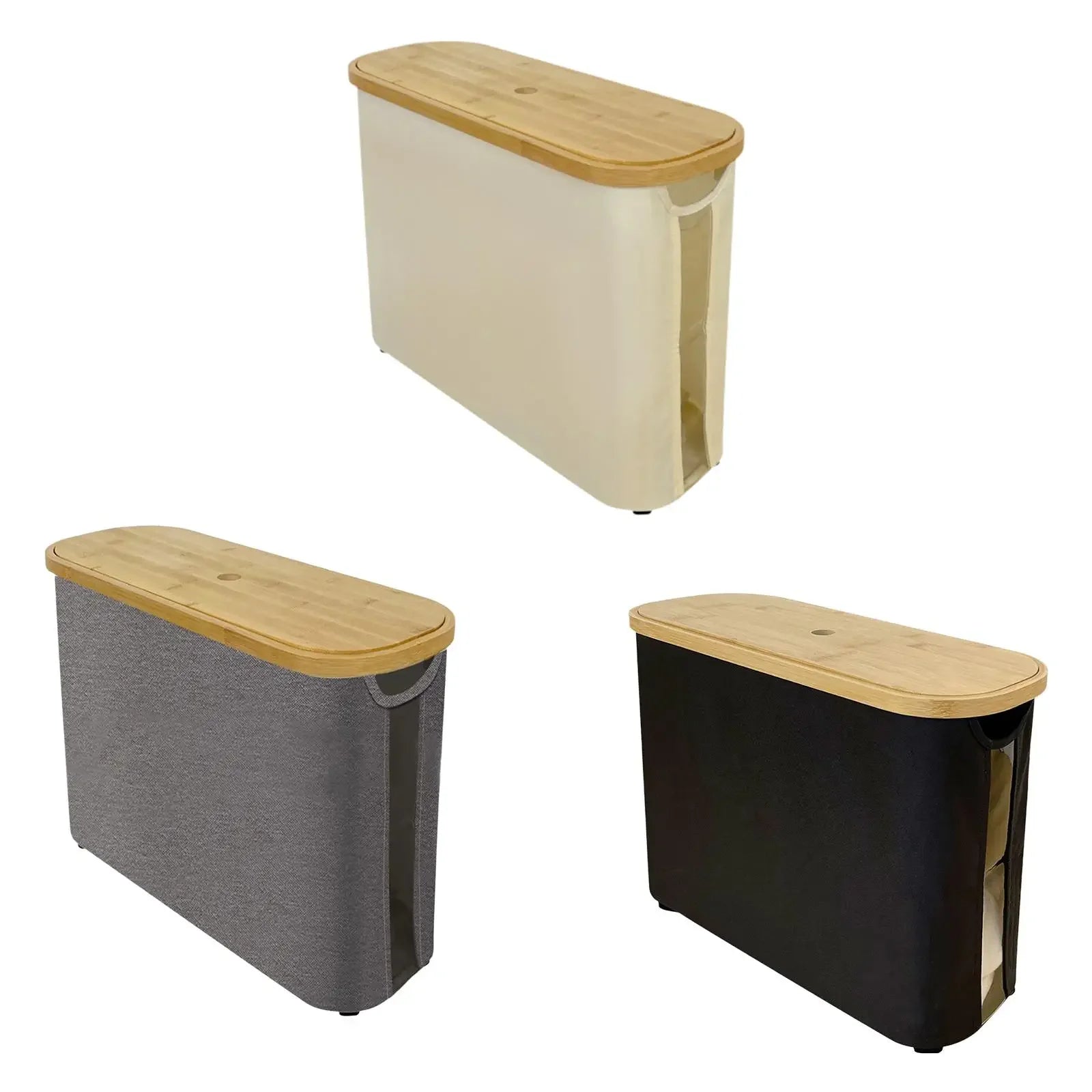 Bamboo &amp; Canvas Toilet Paper Storage Basket