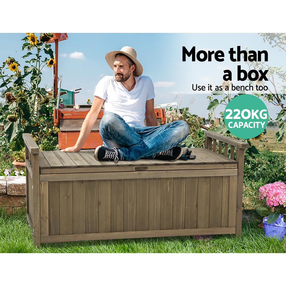 Gardeon Outdoor Storage Bench Box Wooden Garden Toy Tool Sheds Patio
