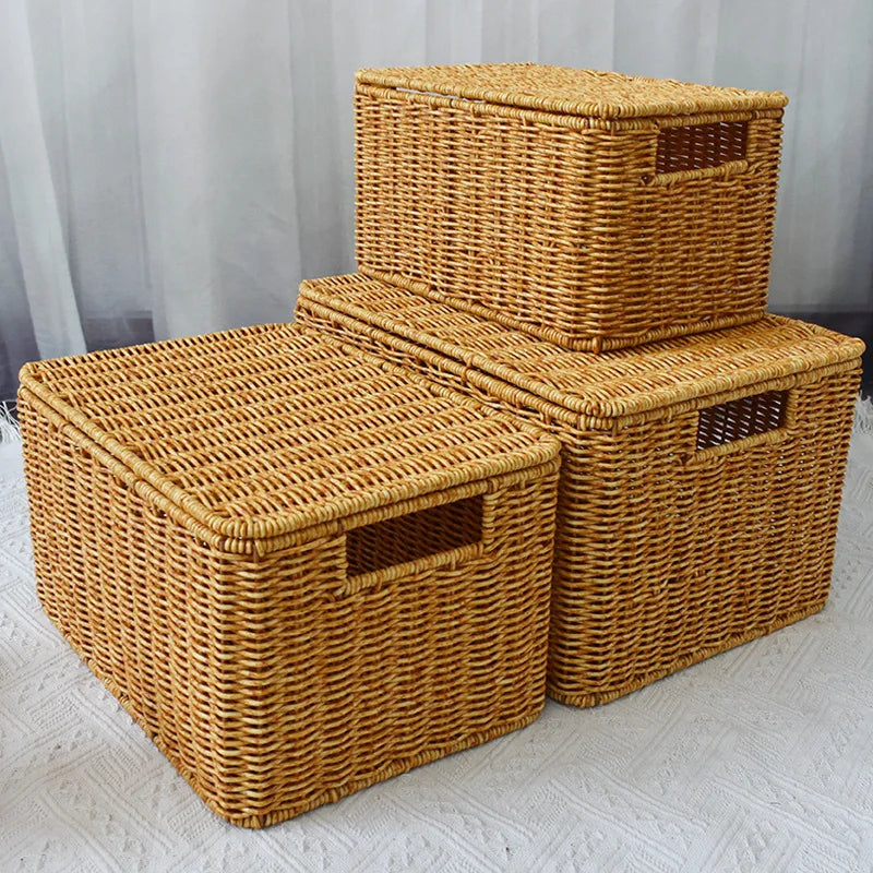 Rattan woven oversized storage box Household box Sorting clothes
