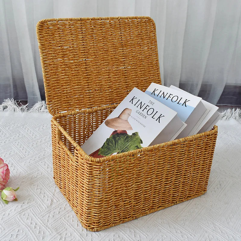 Rattan woven oversized storage box Household box Sorting clothes
