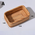 Rectangular Rattan Storage Baskets Handmade Woven Nesting Wicker