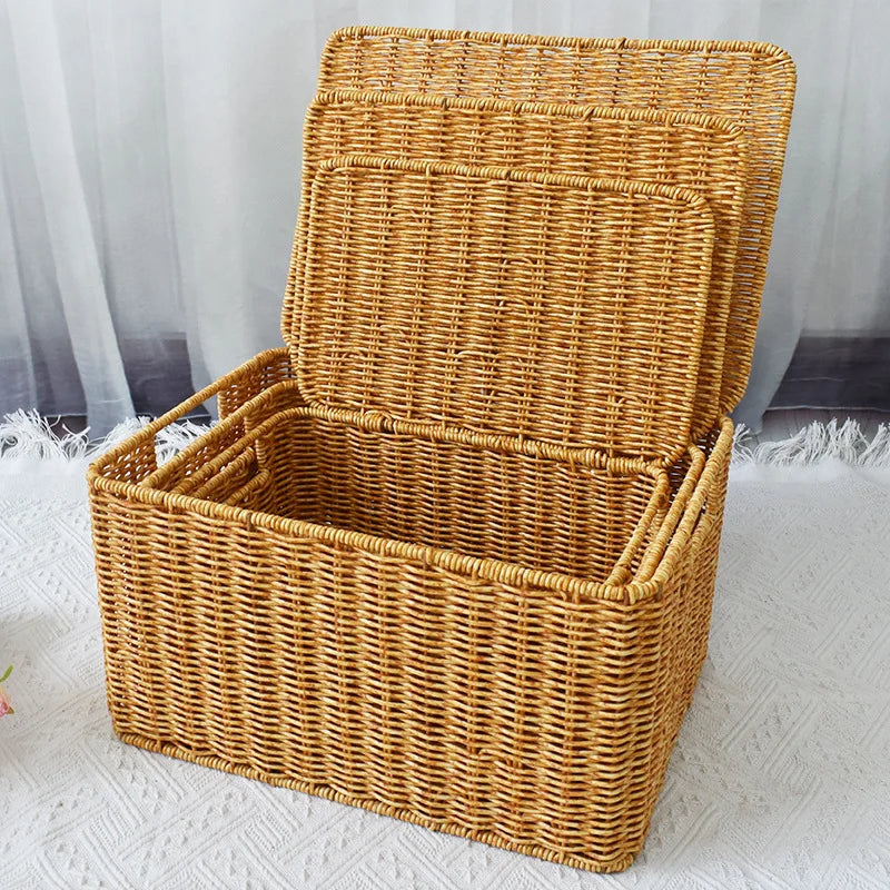 Rattan woven oversized storage box Household box Sorting clothes