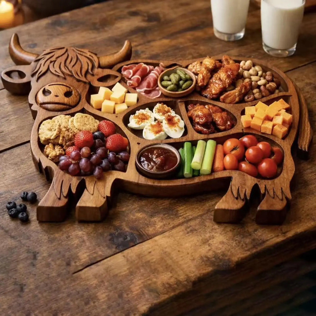 Cow Charcuterie Board – Wooden Grazing Platter