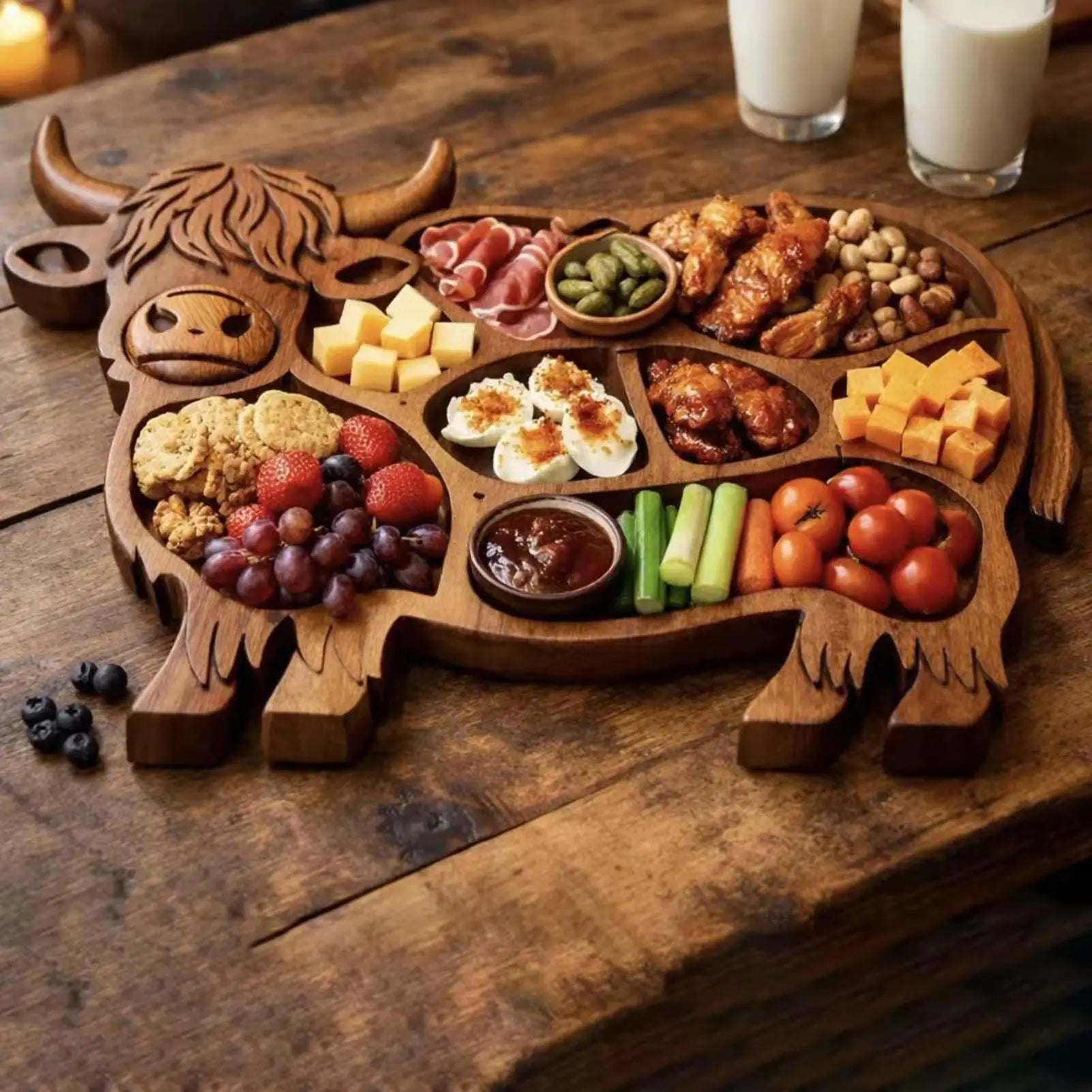 Cow Charcuterie Board – Wooden Grazing Platter