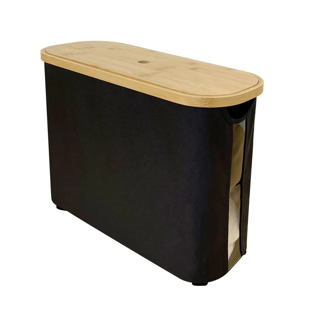 Bamboo &amp; Canvas Toilet Paper Storage Basket
