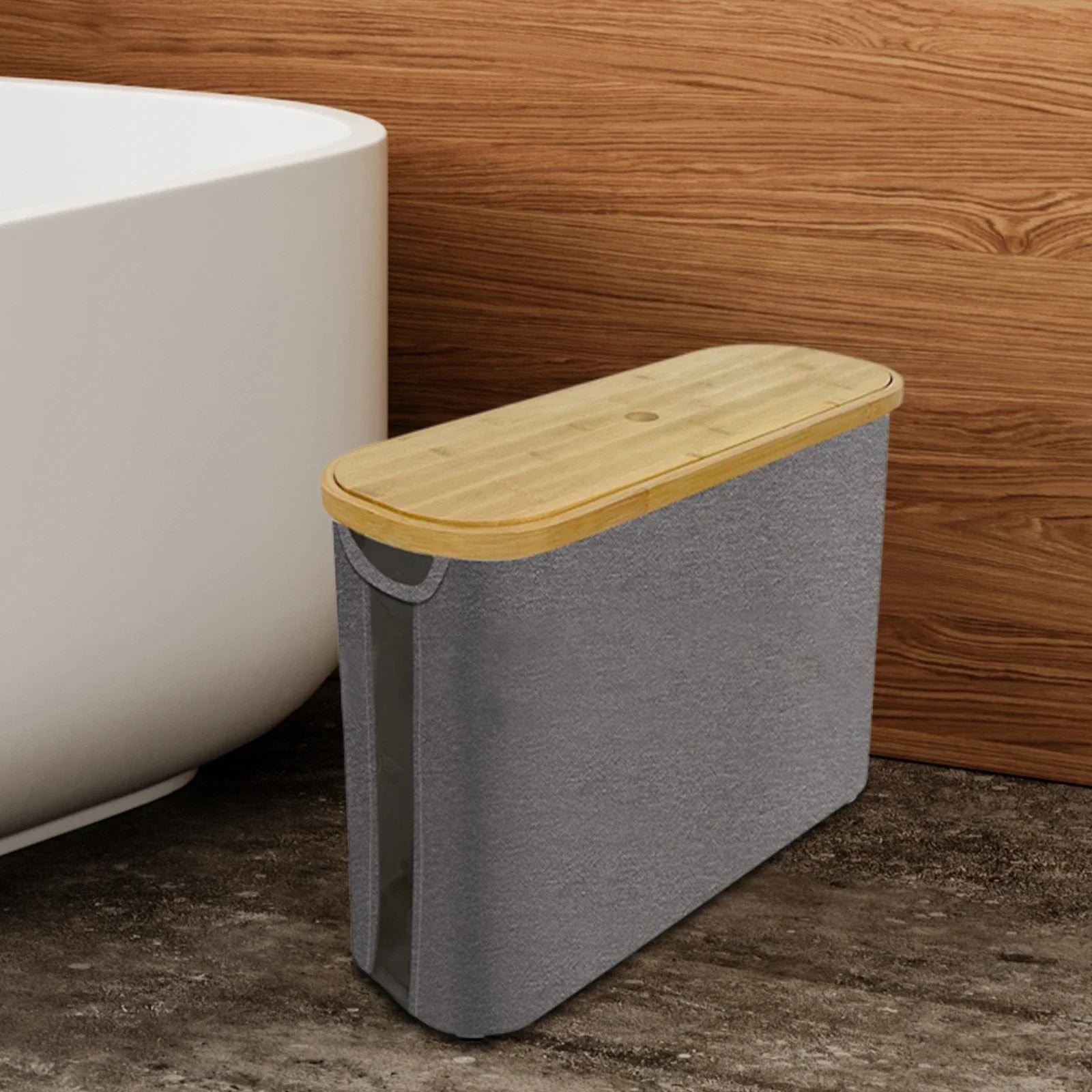Bamboo &amp; Canvas Toilet Paper Storage Basket